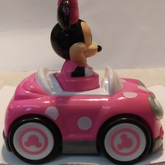 Disney Junior Minnie Mouse Push and Go Racer Pink, Race Car motorized 4.5" x 5" - Picture 4 of 6